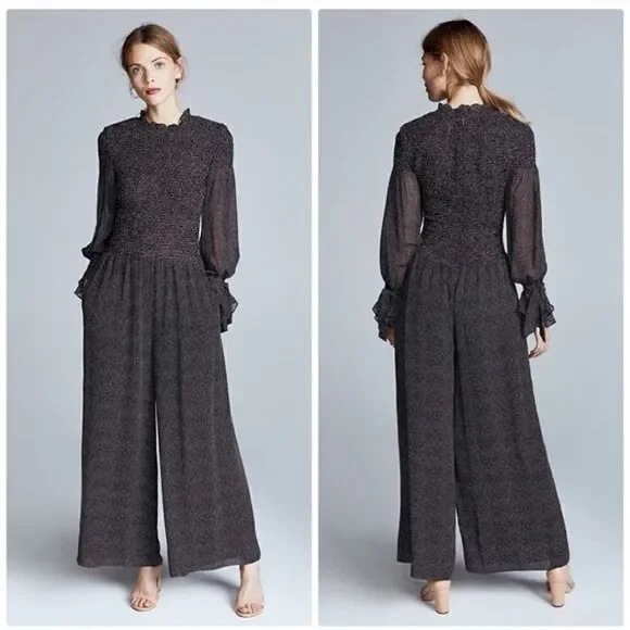 Rebecca Taylor Pebble Print Silk Chiffon Jumpusit - Picture 2 of 15